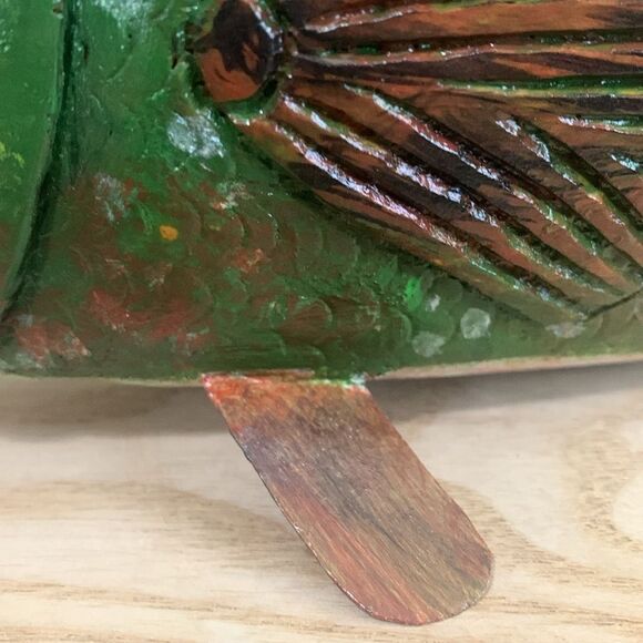 Handcrafted & Hand Painted Folk Art Wood & Metal Fish Spearing Decoy - Picture 8 of 17